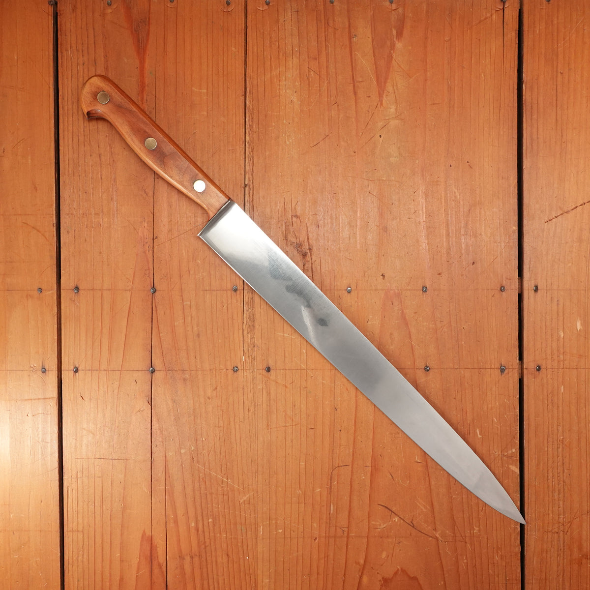 Vintage Carl Schleipper 12" Slicer Carbon Steel Cherry Handle Solingen, Germany 1960-70