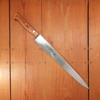 Vintage Carl Schleipper 12" Slicer Carbon Steel Cherry Handle Solingen, Germany 1960-70