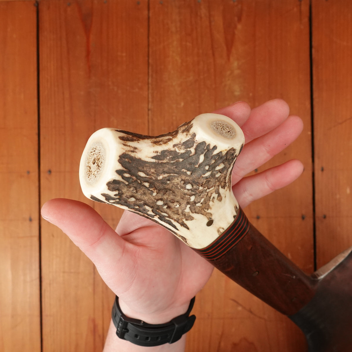 F Dick No. 95 9" Cleaver Hand Forged Carbon Steel Custom Walnut & Stag Germany 1950s 60s?