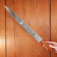 Vintage Carl Schleipper 12" Slicer Carbon Steel Cherry Handle Solingen, Germany 1960-70