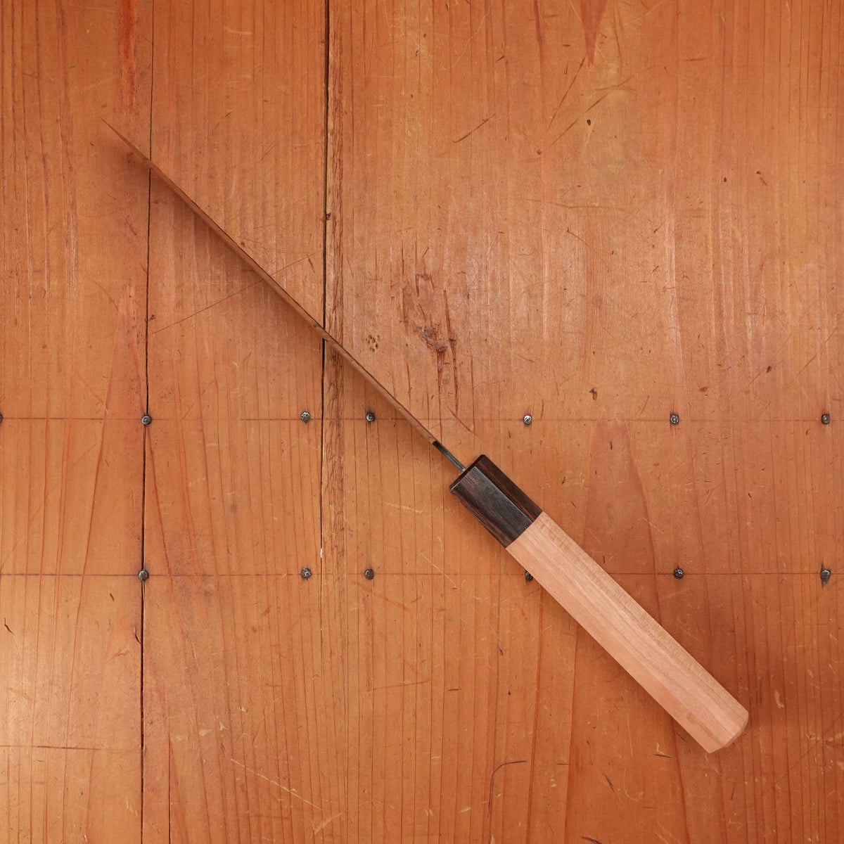 Hitohira Futana SB 170mm Santoku Aogami Super Kurouchi Tsuchime Cherry Wood