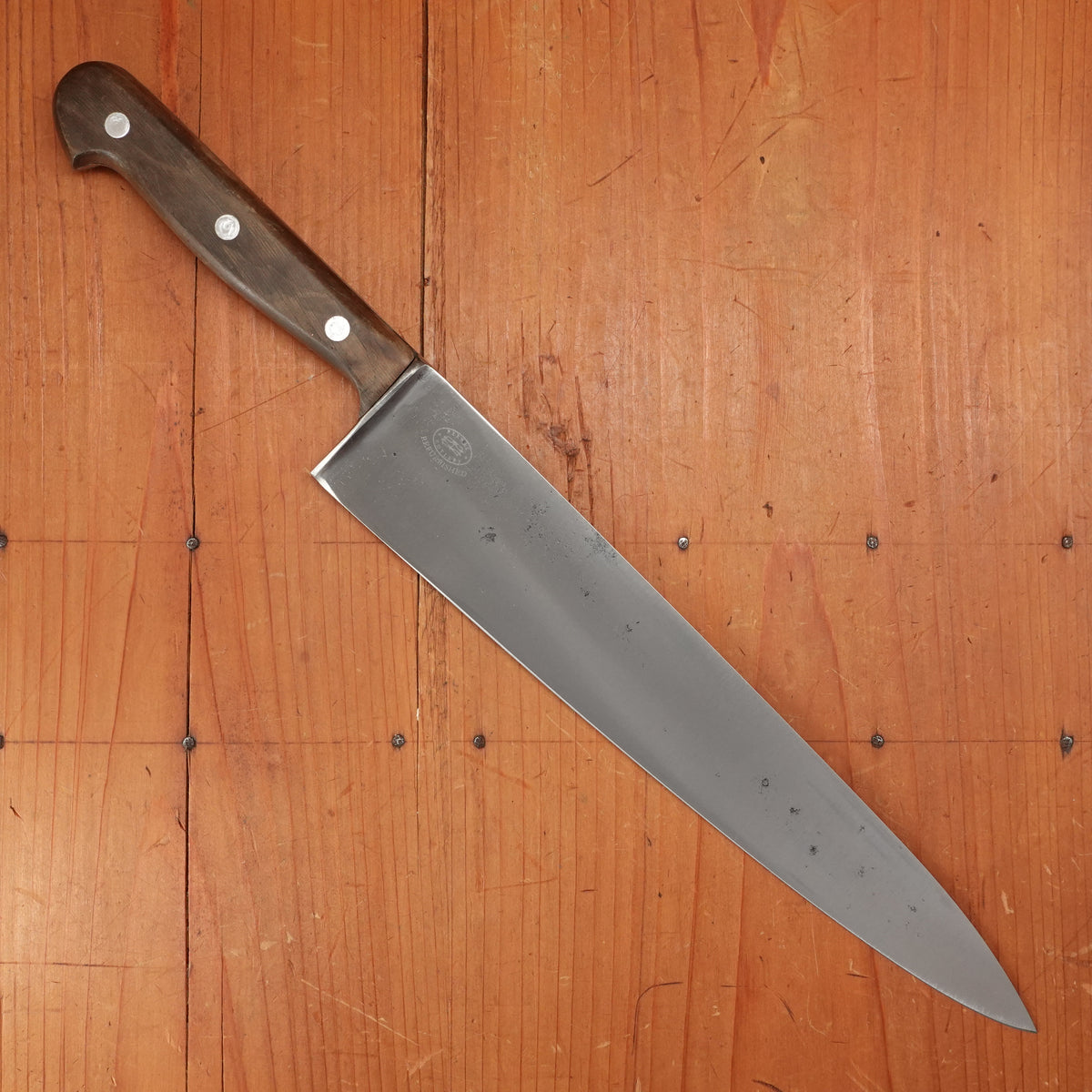 Unmarked 10.5" Chef Knife Forged Carbon Steel Transitional Solingen, Germany 1960s