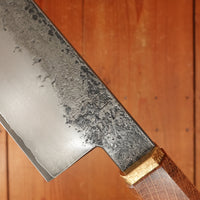Rolin Knives Gomai 215mm Gyuto/Santoku — Apex Ultra Core / A203 Nickel Clad, Stabilized Danish Oak & Brass Handle