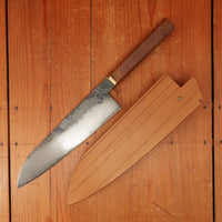Rolin Knives Gomai 215mm Gyuto/Santoku — Apex Ultra Core / A203 Nickel Clad, Stabilized Danish Oak & Brass Handle
