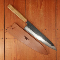 Rolin Knives 260mm Gyuto Sanmai — W2 Core / Mild Steel Clad, Textured Argentine Lignum Vitae & Brass Handle