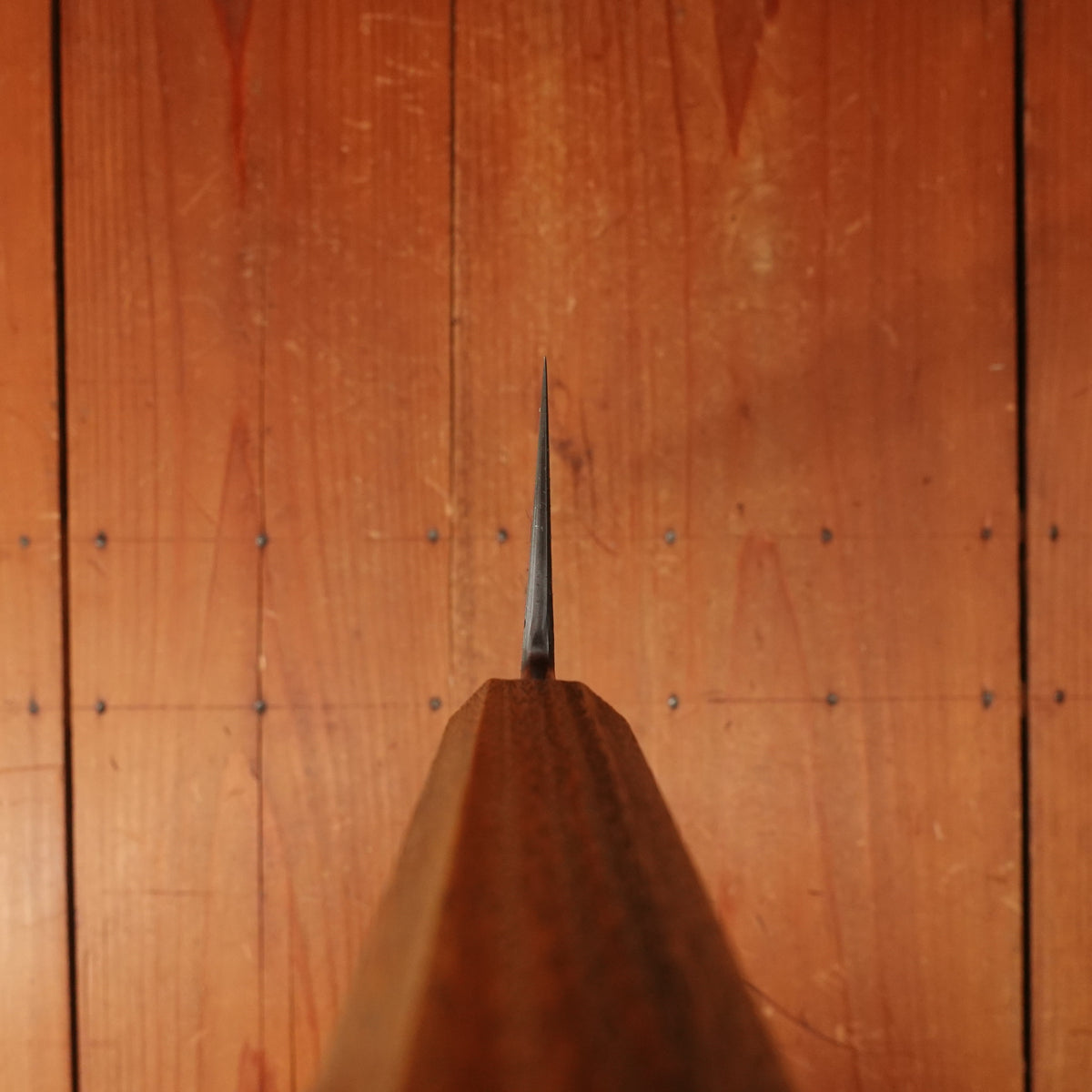 Rolin Knives Gomai 215mm Gyuto — 26C3 Core / A203 Nickel Clad, Textured Argentine Lignum Vitae Handle w/ Patinated Copper