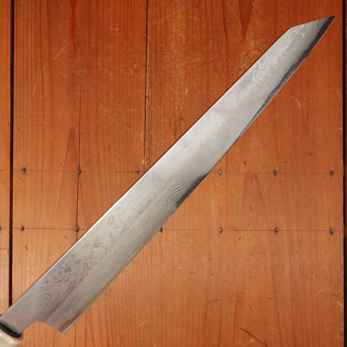 Trade In Yoshikazu Tanaka 270mm Kiritsuke Sujihiki Shirogami 1 Damascus Ebony