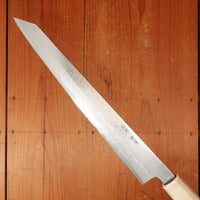 Trade In Yoshikazu Tanaka 270mm Kiritsuke Sujihiki Shirogami 1 Damascus Ebony