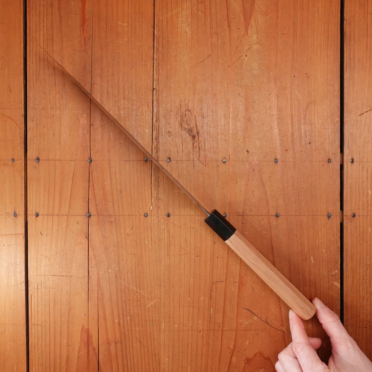 Hitohira Togashi 240mm Kiritsuke Gyuto Shirogami 2 Kurouchi Yakusugi Cedar Handle