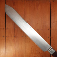 Russell Green River 13.5" Bullnose Butcher Knife Carbon Steel Pewter Rosewood 1890s-1920s