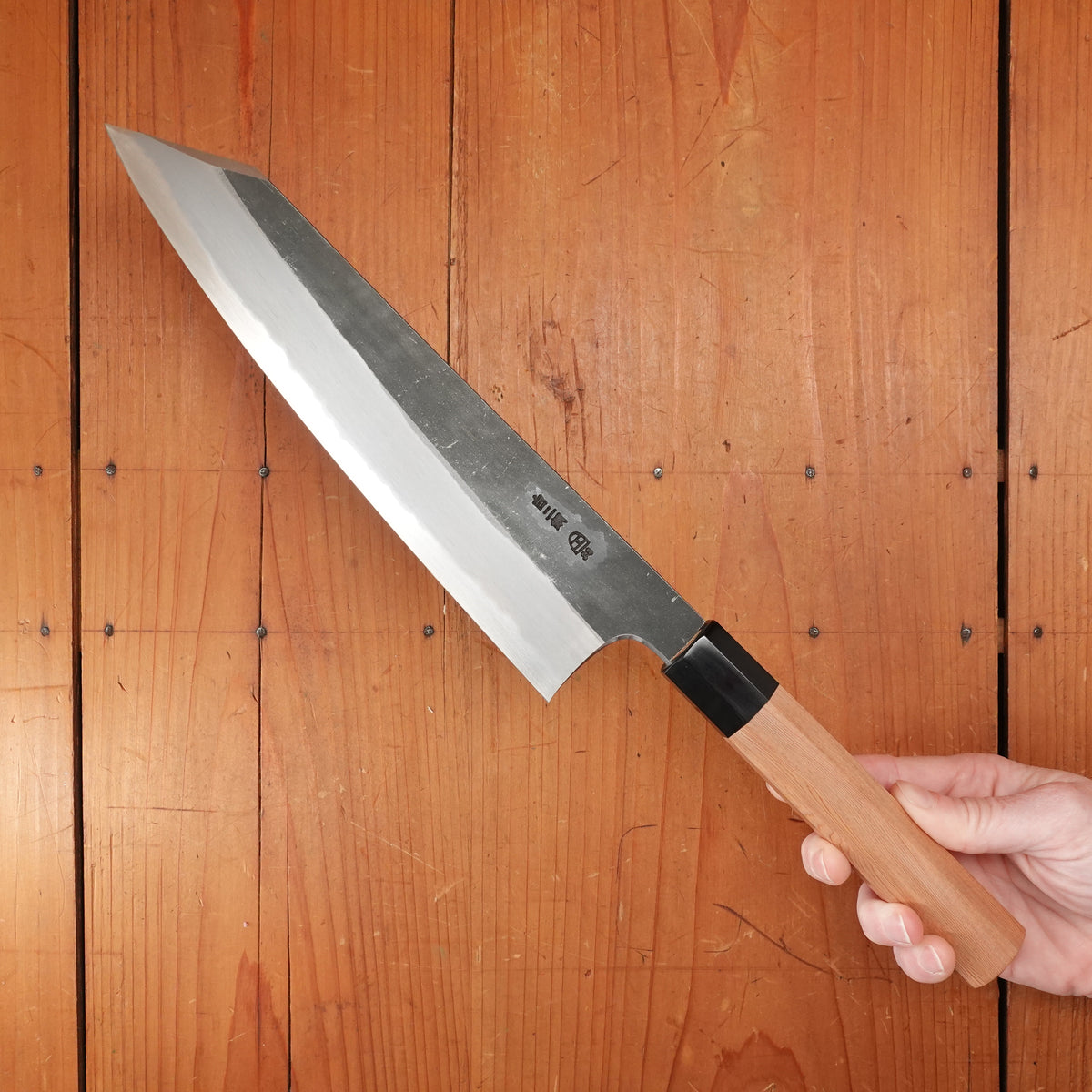 Hitohira Togashi 240mm Kiritsuke Gyuto Shirogami 2 Kurouchi Yakusugi Cedar Handle