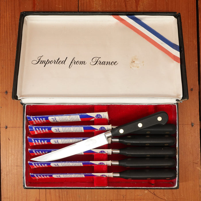 Sabatier Trompette / Ekco Ancien Maison Steak Knife Set of 6 Stainless Thiers 1950-60s In Bo