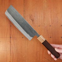 Hitohira TD 165mm Nakiri Stainless Clad Aogami 2 Kurouchi Wenge Handle