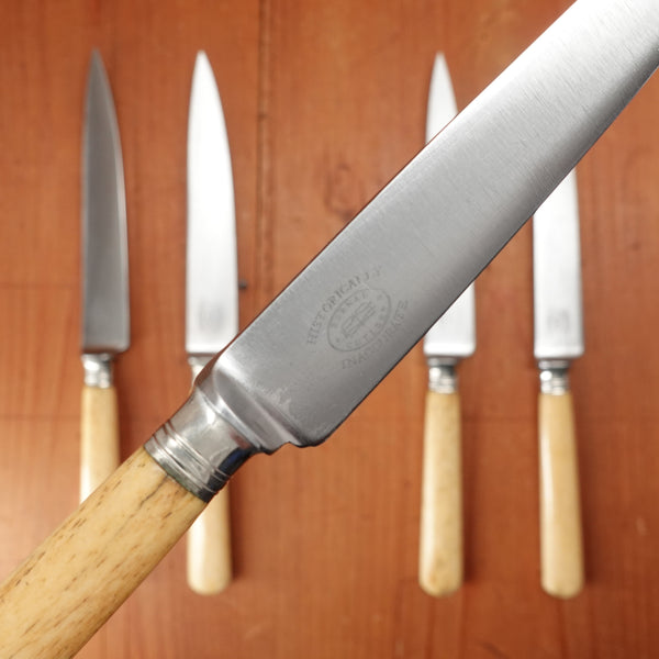 Assorted BC Historically Inaccurate J A Henckels 5-5.5" Paring Knives Carbon Steel Cow Bone Handle Solingen, Germany
