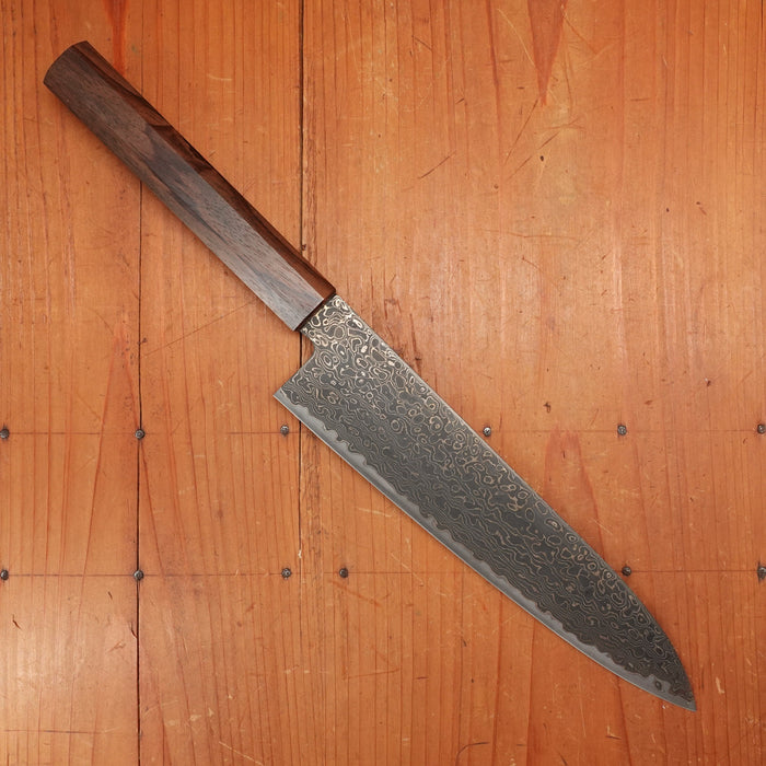 New Old Stock Konosuke Sakai Keiai NT 210mm Gyuto Stainless Black Damascus Khii Rosewood Handle