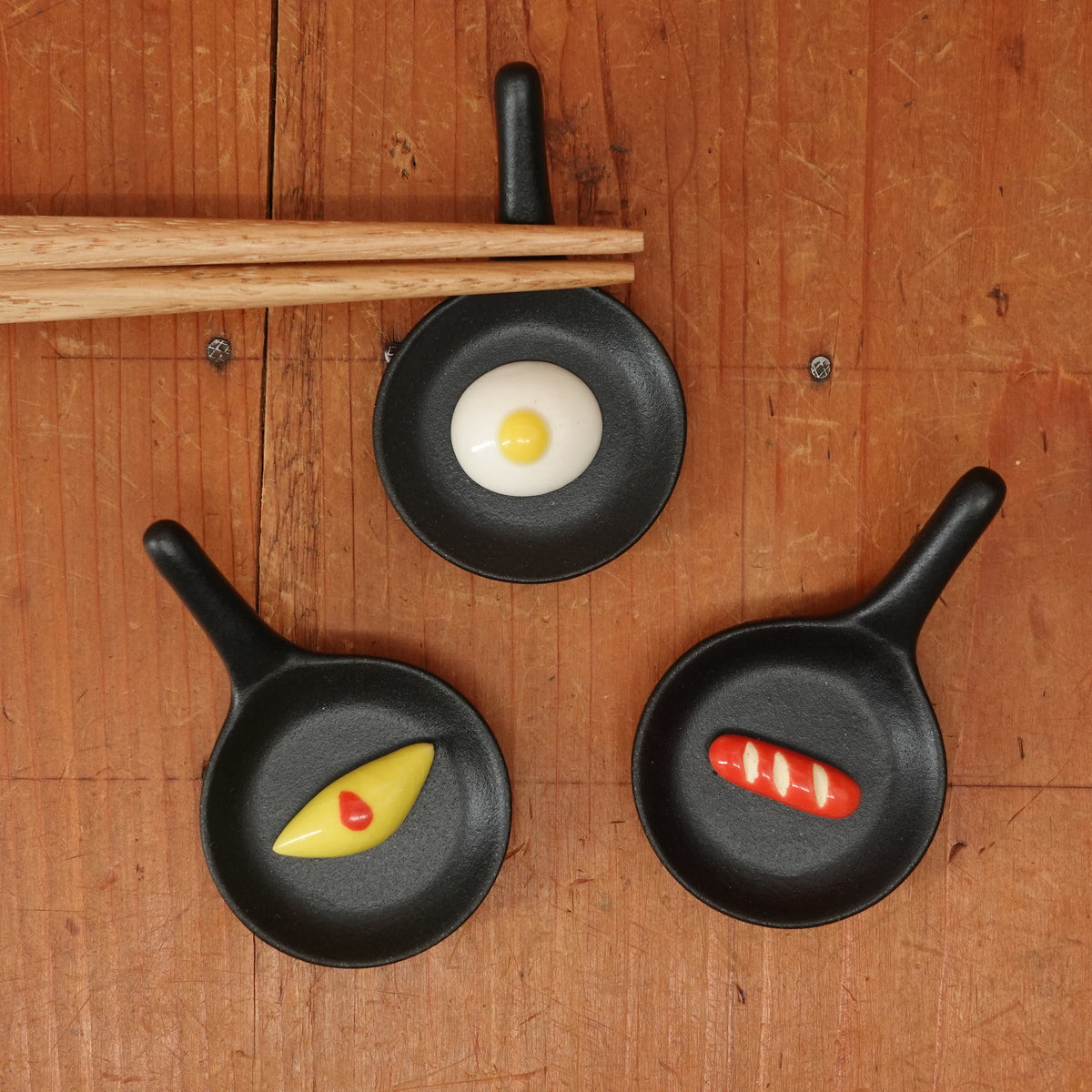 Ceramic Chopstick Rests Set of 3 (Skillet foods)