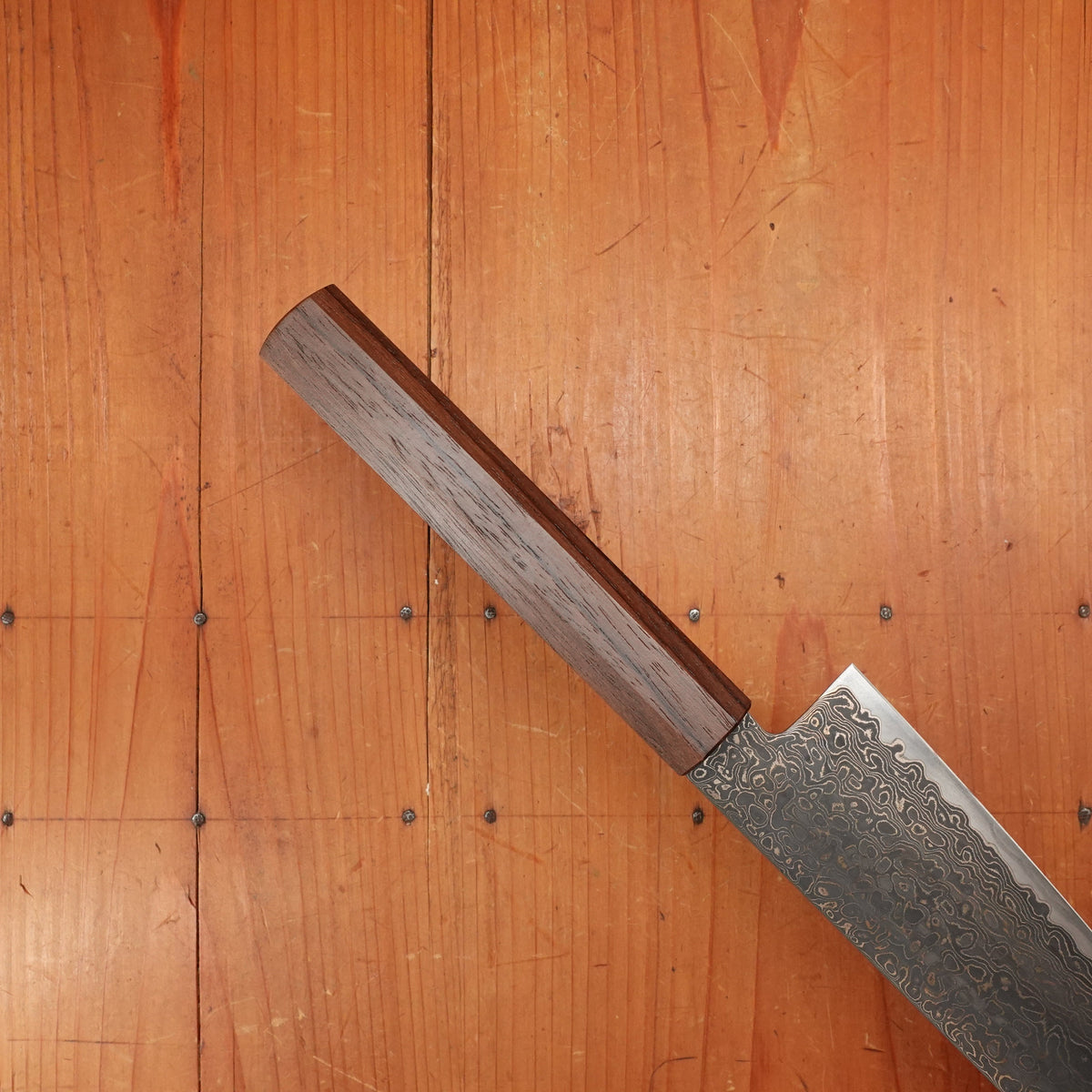 New Old Stock Konosuke Sakai Keiai NT 210mm Gyuto Stainless Black Damascus Khii Rosewood Handle