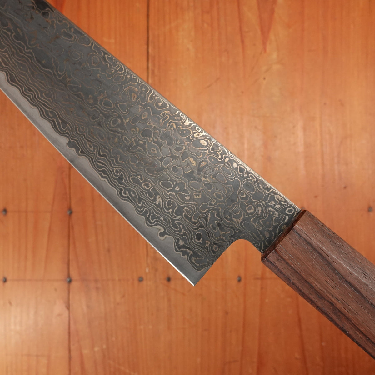 New Old Stock Konosuke Sakai Keiai NT 210mm Gyuto Stainless Black Damascus Khii Rosewood Handle