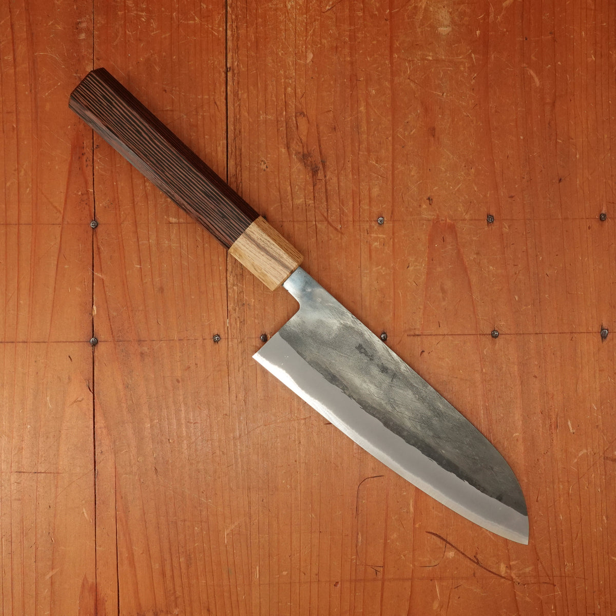 Hitohira TD 165mm Santoku Stainless Clad Aogami 2 Kurouchi Wenge Handle