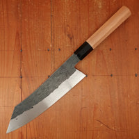 Isamitsu 210mm Kiritsuke Gyuto Stainless Clad Shirogami 1 Kurouchi Yakusugi Cedar Handle