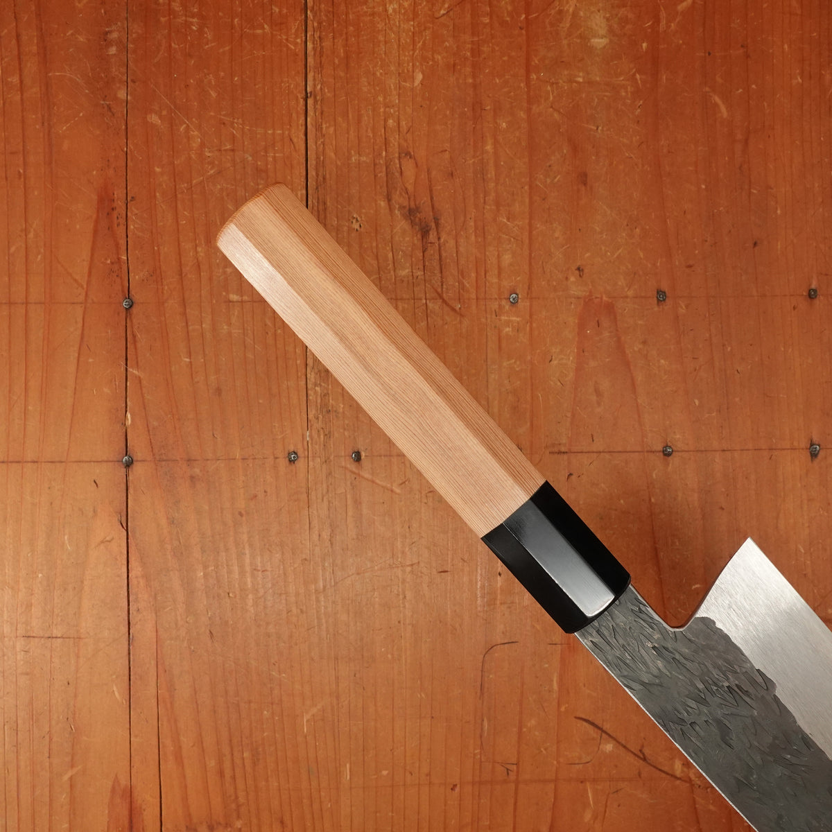Isamitsu 210mm Kiritsuke Gyuto Stainless Clad Shirogami 1 Kurouchi Yakusugi Cedar Handle
