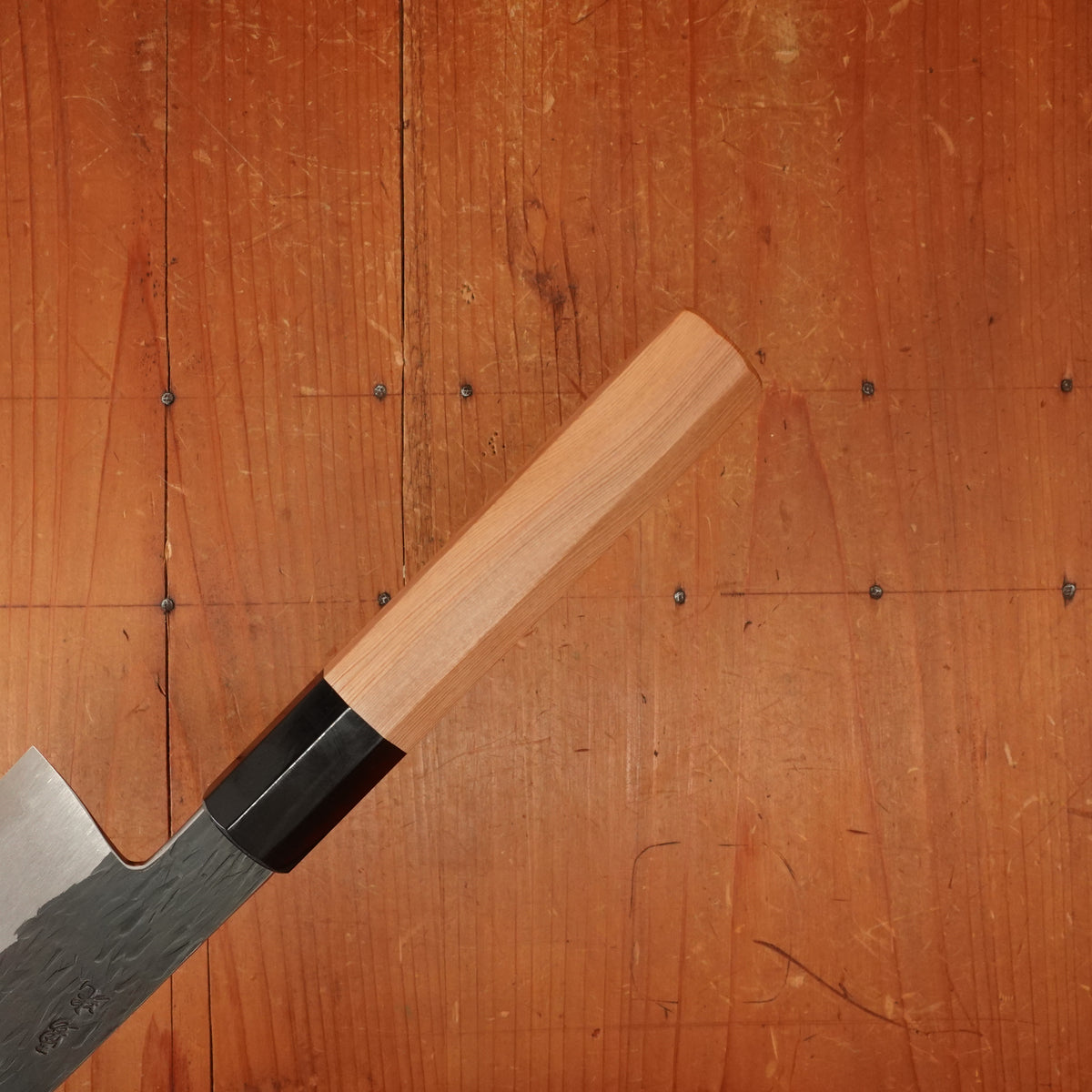 Isamitsu 210mm Kiritsuke Gyuto Stainless Clad Shirogami 1 Kurouchi Yakusugi Cedar Handle