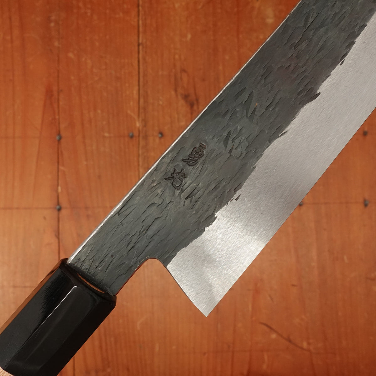 Isamitsu 210mm Kiritsuke Gyuto Stainless Clad Shirogami 1 Kurouchi Yakusugi Cedar Handle