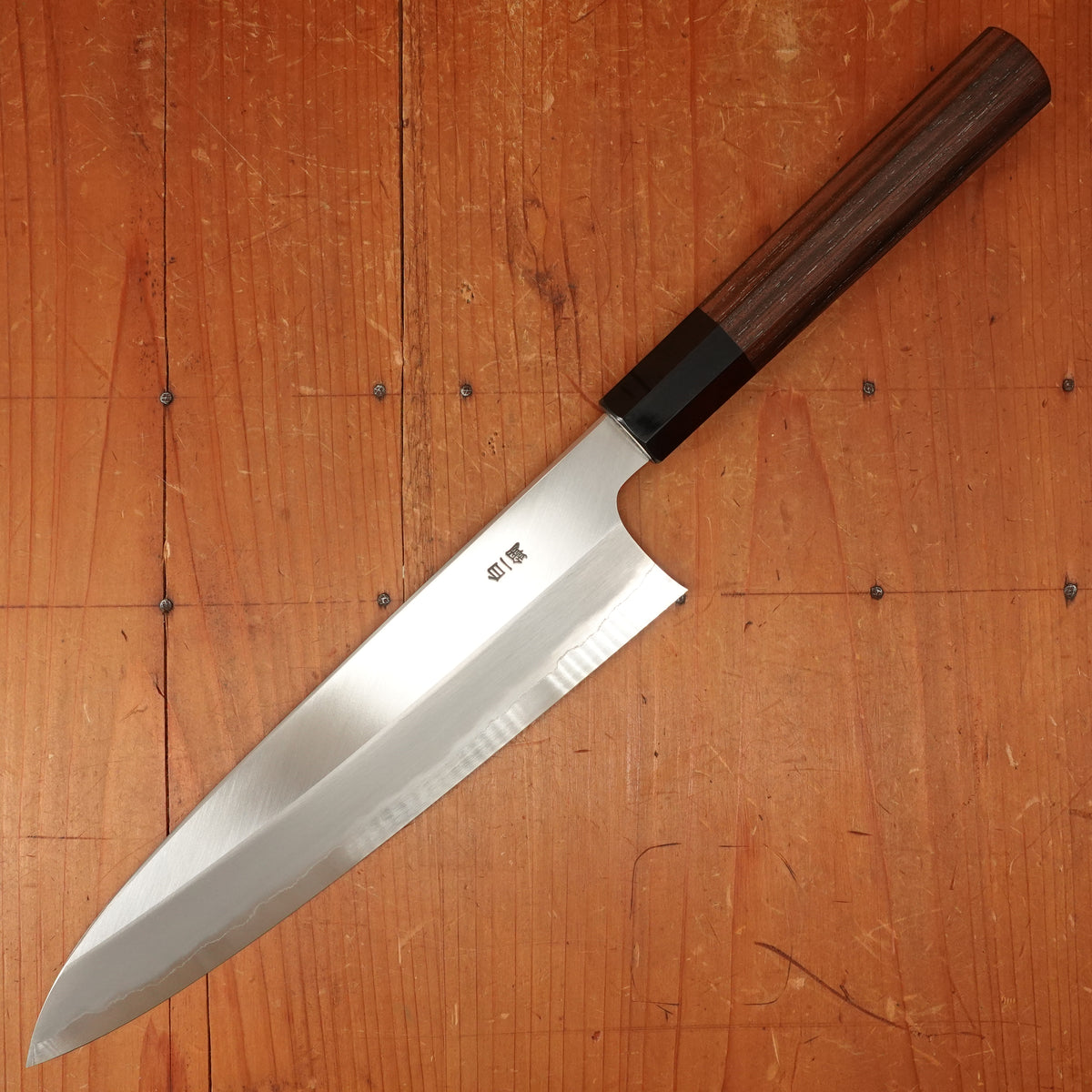 Hitohira Togashi 240mm Gyuto Stainless Clad Shirogami 1 Taihei Makassar Handle