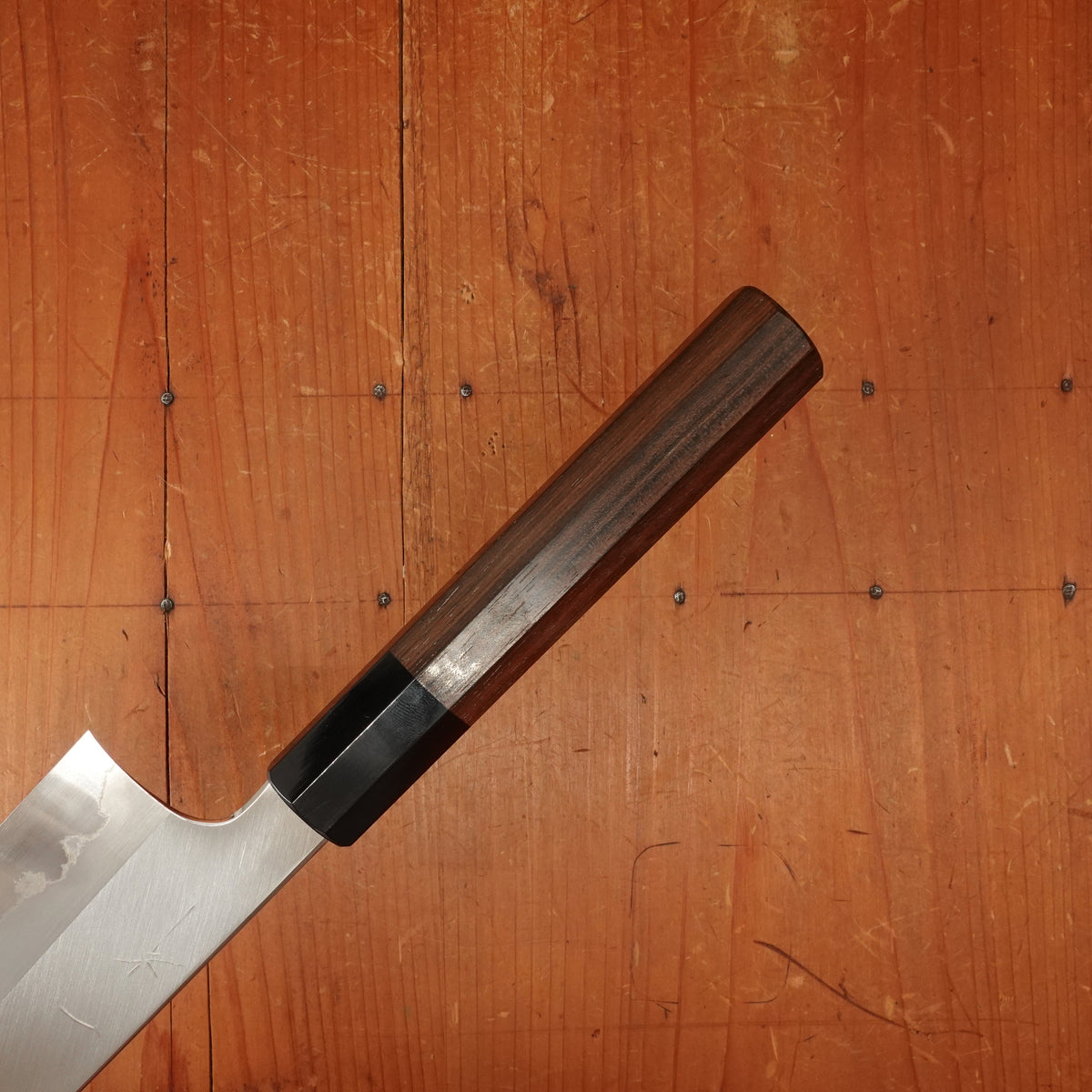 Hitohira Togashi 240mm Gyuto Stainless Clad Shirogami 1 Taihei Makassar Handle