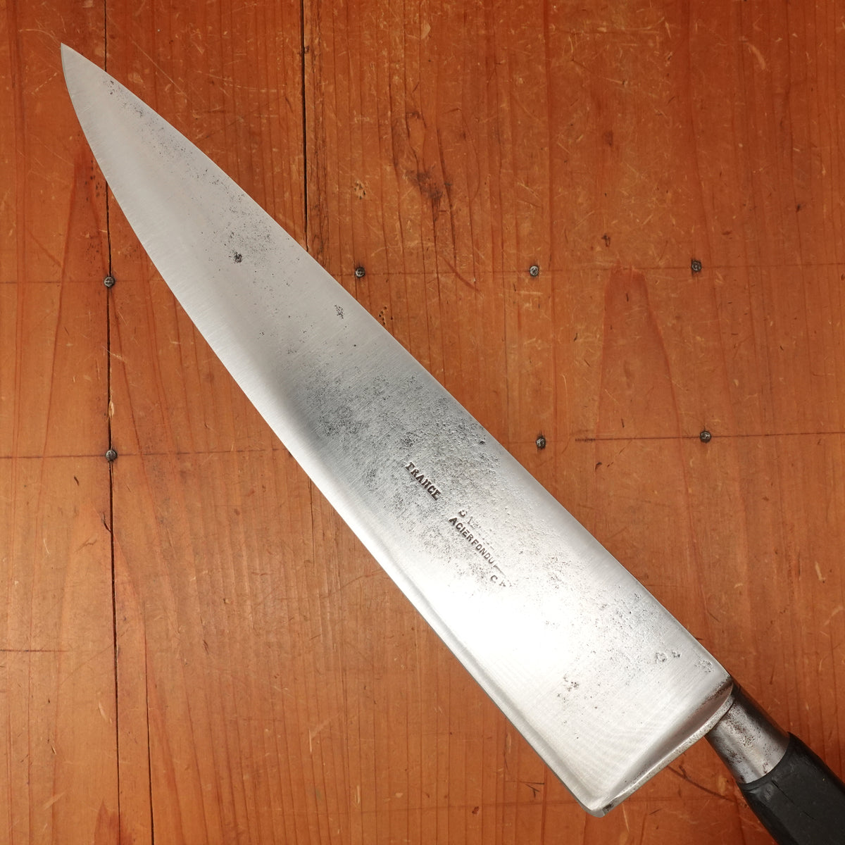 K Sabatier 9" Chef Knife Cuisine Masssive (Nogent) Carbon Steel Ebony Thiers 1900s-30s