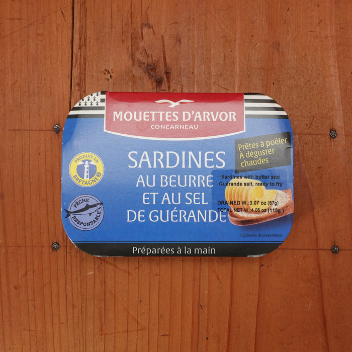 Les Mouettes d’Arvor Sardines with Butter & Guérande Sea Salt  - 120g