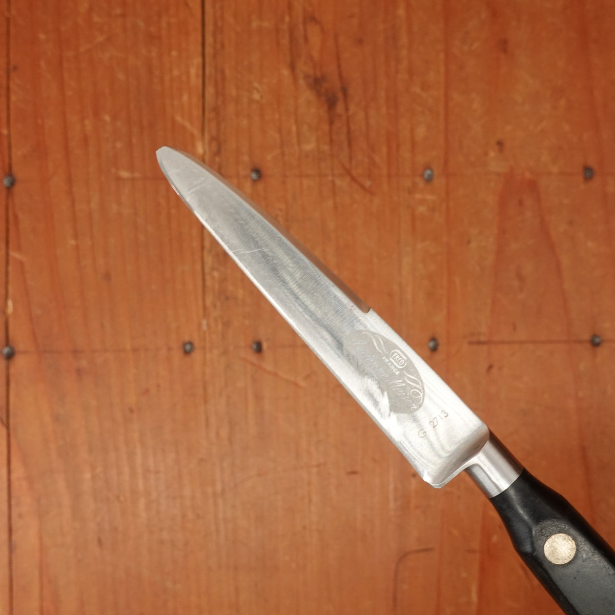 Sabatier Trompette / Ekco Ancienne Maison 3.25" Round Tip Paring Knife Forged Stainless Gutta Percha 1950-60s