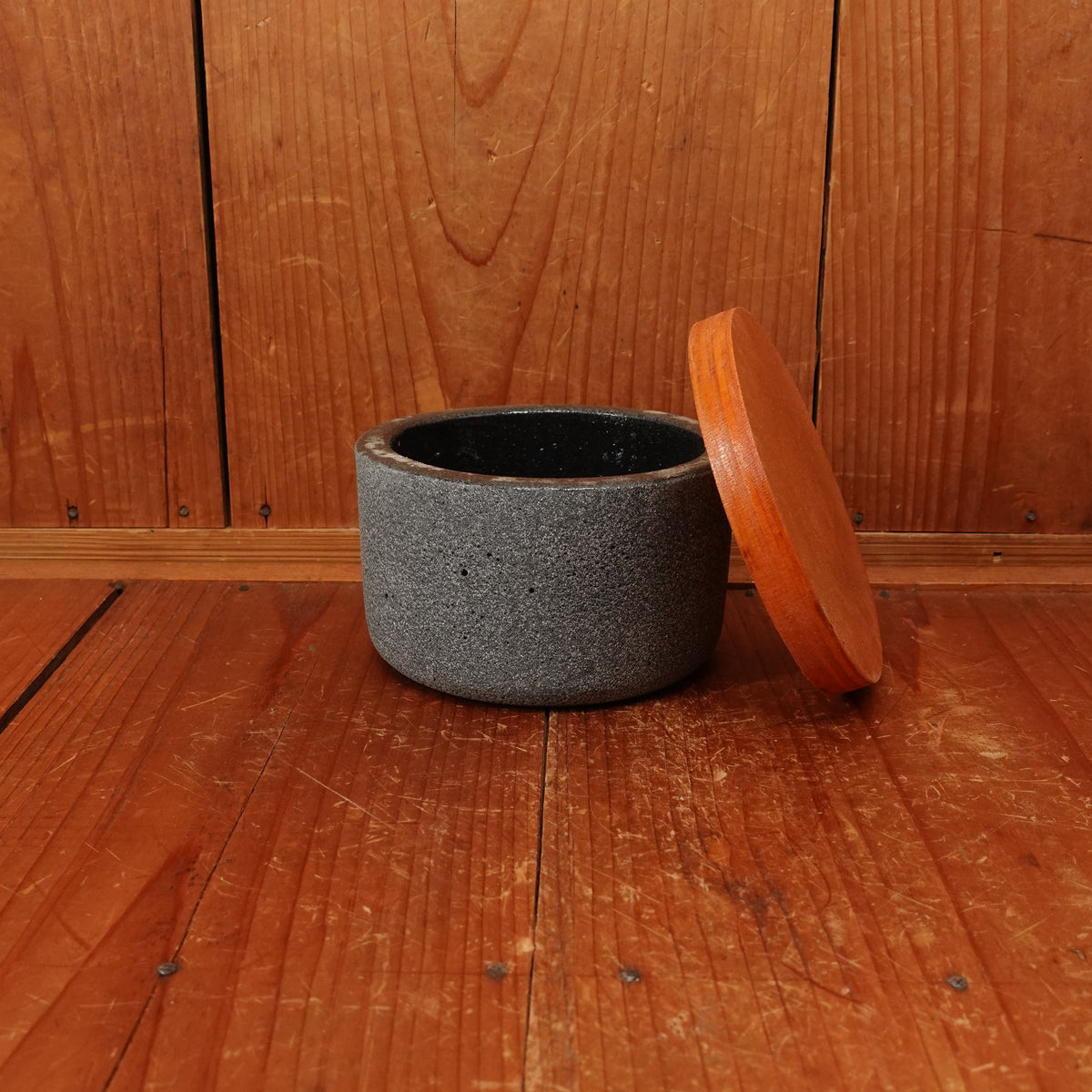 Concrete Salt Cellar with Wooden Lid