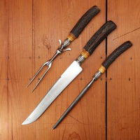 J Russell Co Green River Works Carving Set Sterling & Stag 1880s-1910s