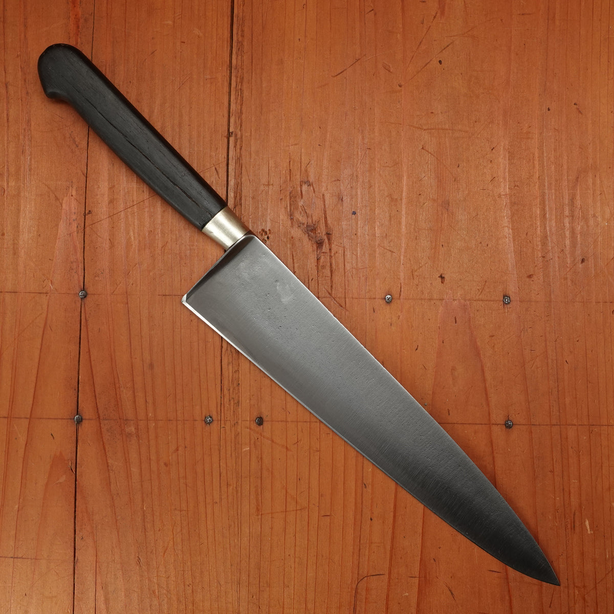 Crown Cutlery 8.5" Chef Knife Carbon Steel Nickel Ebony Handle France 1900-1930