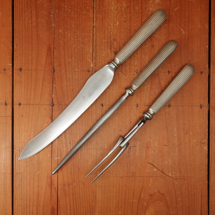 Best Cast Steel 3 Pc Carving Set Carbon Steel & Nickel Sheffield Eng Apprx 1890s-1920s
