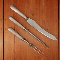 Best Cast Steel 3 Pc Carving Set Carbon Steel & Nickel Sheffield Eng Apprx 1890s-1920s