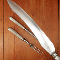 Best Cast Steel 3 Pc Carving Set Carbon Steel & Nickel Sheffield Eng Apprx 1890s-1920s