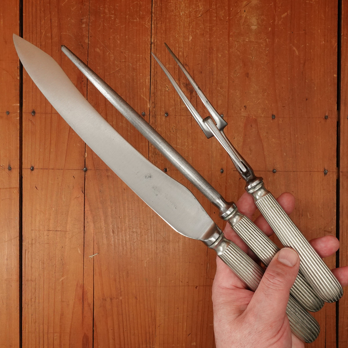 Best Cast Steel 3 Pc Carving Set Carbon Steel & Nickel Sheffield Eng Apprx 1890s-1920s