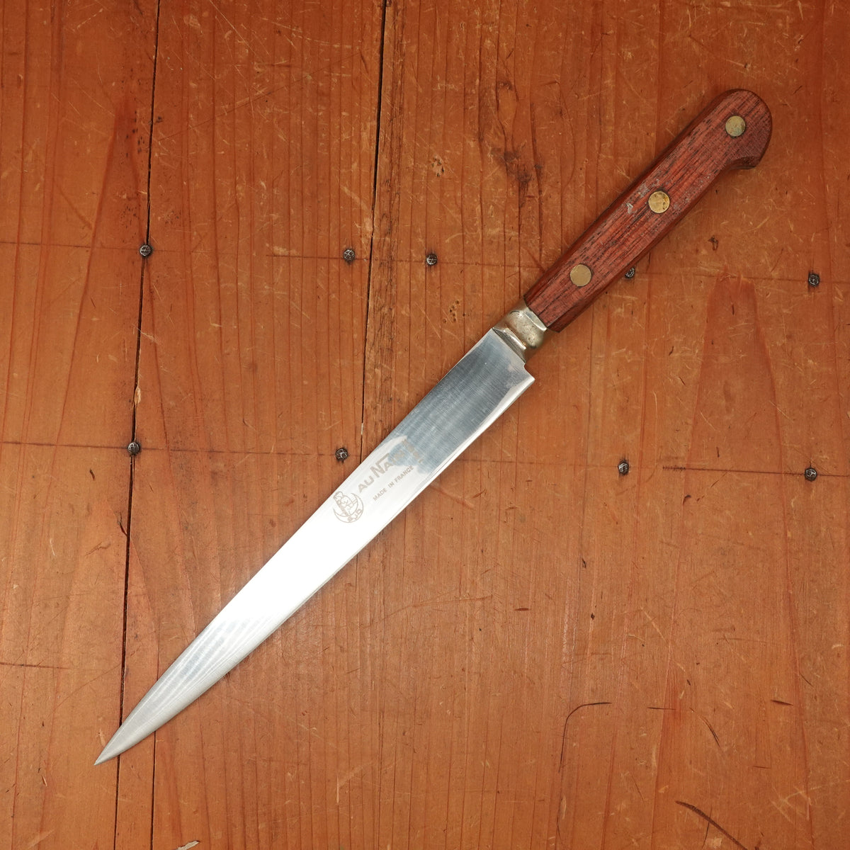 New Old Stock Au Nain 17cm / 6.75" Fillet Knife Stainless Rosewood San Remy  France 1960-90s