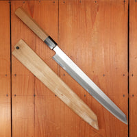 Trade in Hitohira Kikuchiyo Mosuke 300mm Kiritsuke Yanagi Stainless Clad Ginsanko Ho/Horn with Saya