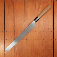 Trade in Hitohira Kikuchiyo Mosuke 300mm Kiritsuke Yanagi Stainless Clad Ginsanko Ho/Horn with Saya