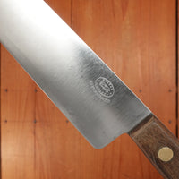 Unmarked 10" Narrow Chef / Wide Slicer Carbon Steel Refurbished Walnut Handle USA 1930-70