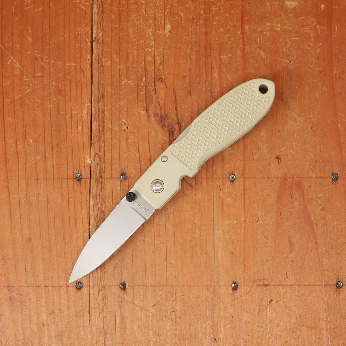 MOKI Coupe Folding Knife AUS-8 Lockback Grilon Sand Beige Handle
