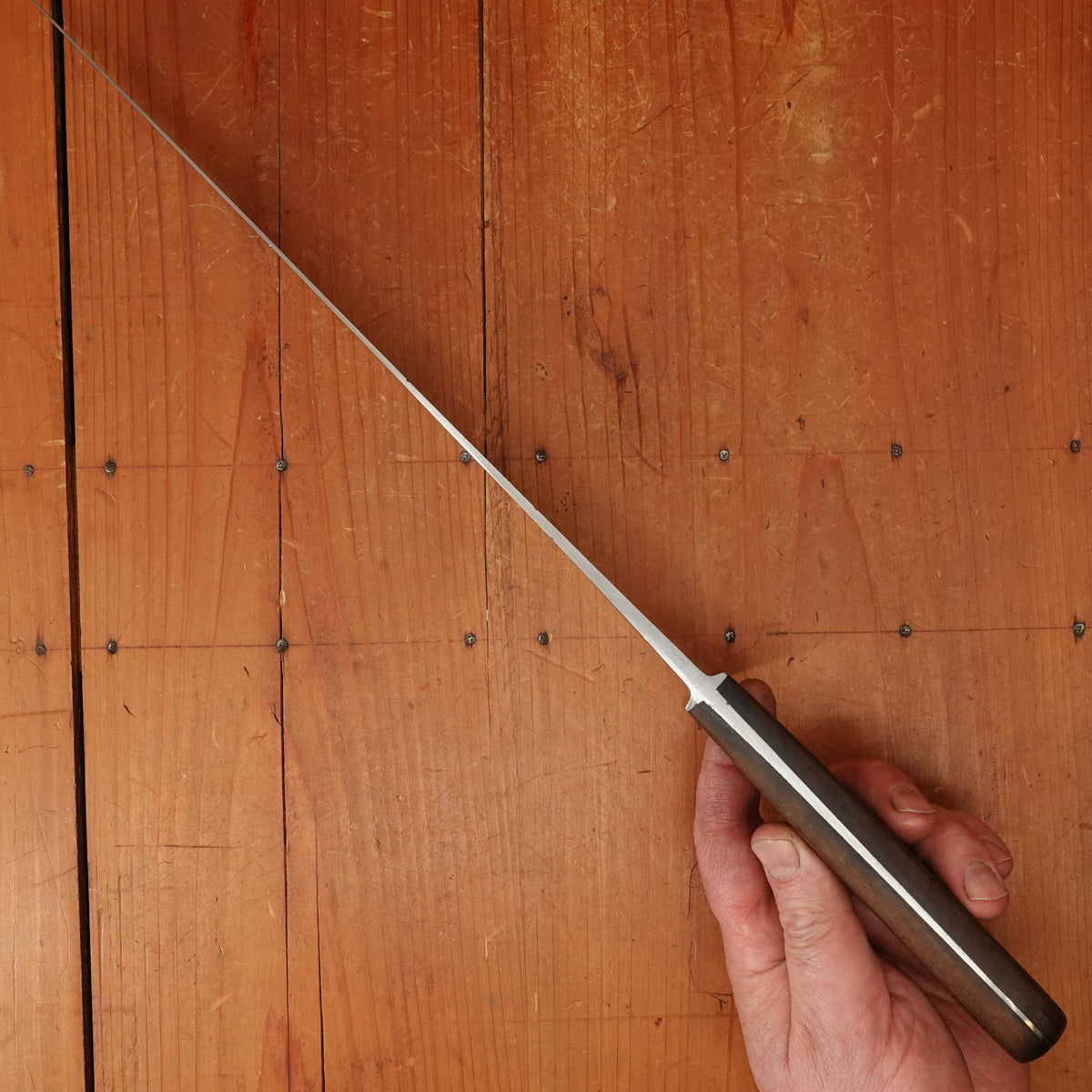 Ed Wusthof Dreizack 12" Chef Knife Carbon Steel Walnut / Fruit Wood Solingen 1920-50s