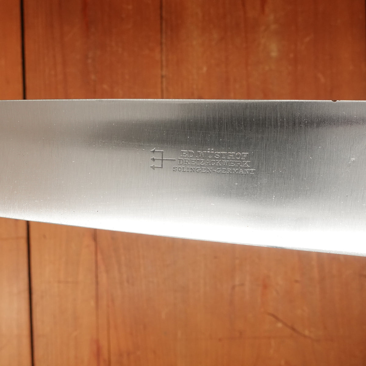 Ed Wusthof Dreizack 12" Chef Knife Carbon Steel Walnut / Fruit Wood Solingen 1920-50s