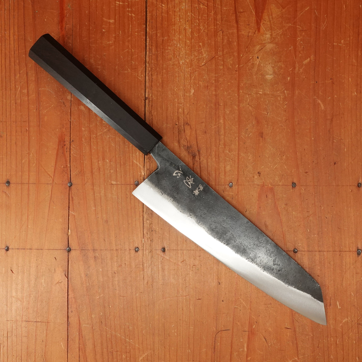 Hatsukokuro Kurogane 210mm Kiritsuke Gyuto Iron Clad Aogami 2 Kurouchi Mono Ebony Handle