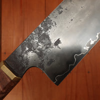 Rolin Knives GoMai 180mm Nakiri 125cr1 Carbon Maple Burl and Brass