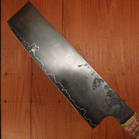 Rolin Knives GoMai 180mm Nakiri 125cr1 Carbon Maple Burl and Brass