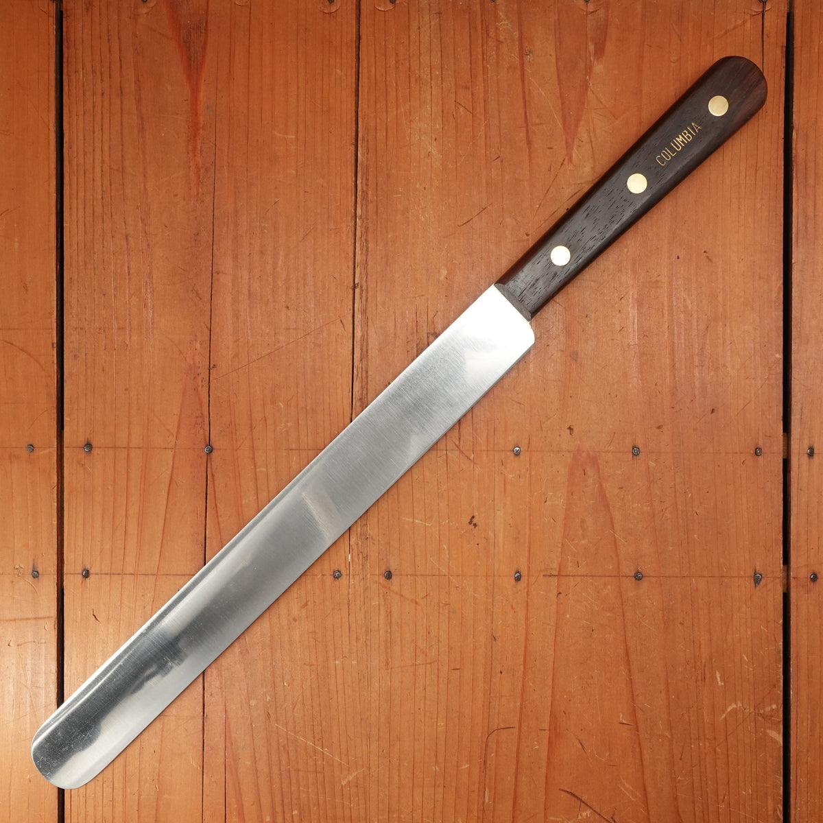 New Old Stock Columbia Cutlery Co 12" Roast Beef Knife Stainless Rosewood Handle USA 1930-50s